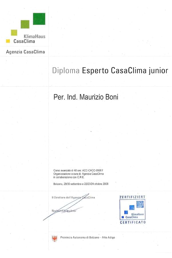 Diploma Esperto CasaClima junior - Studio Boni
