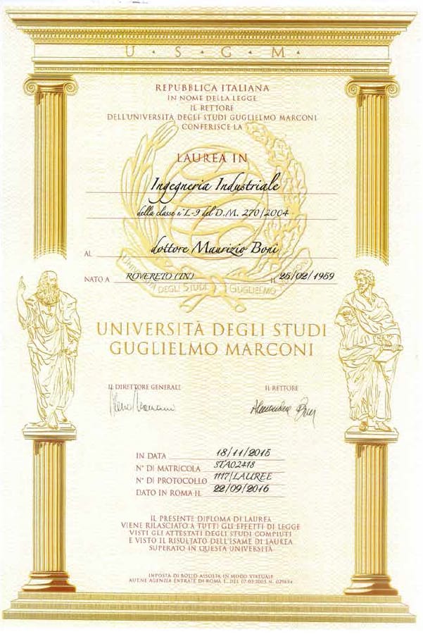 Laurea in ingegneria industriale - Studio Boni