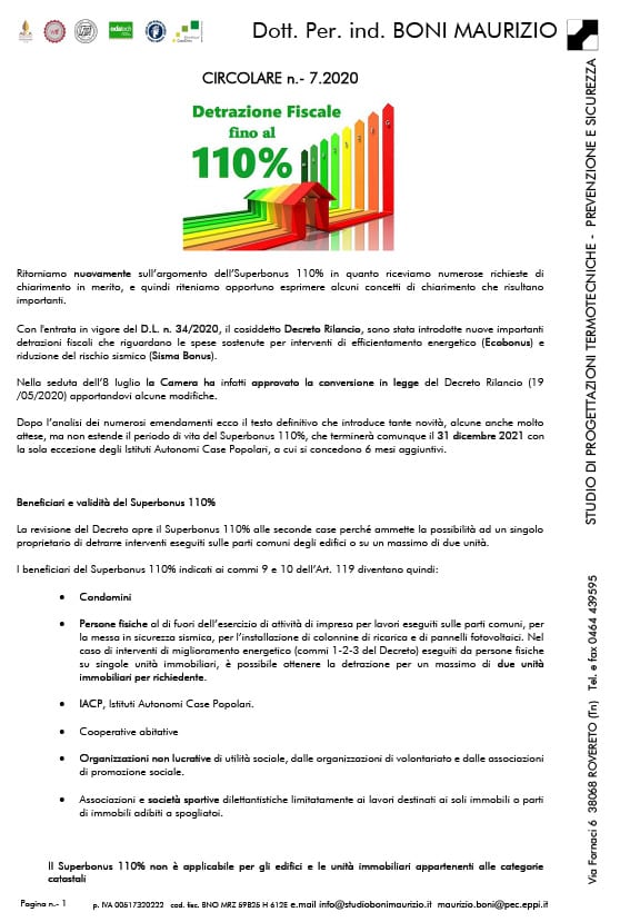 Le ultime novità del Superbonus 110% - Circolare 07.2020 - Studio Boni